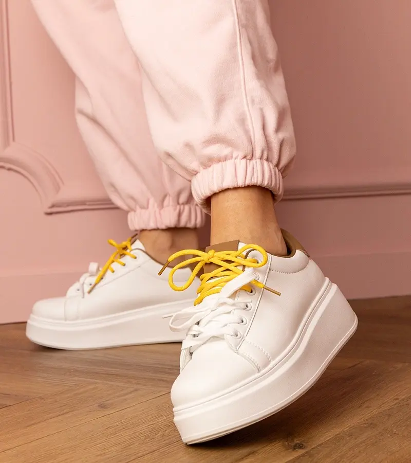 marka niezdefiniowana White-brown platform sports sneakers Kler