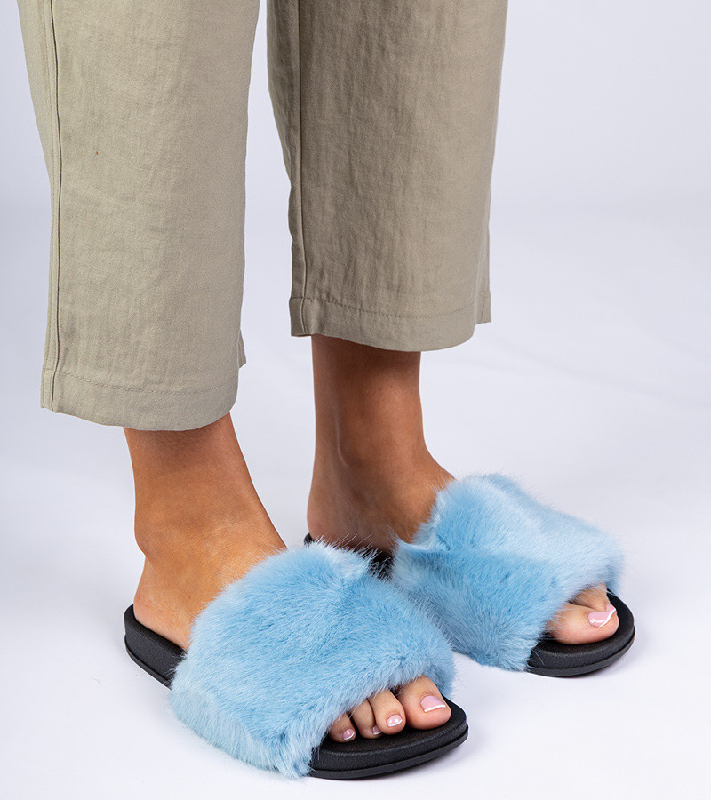 marka niezdefiniowana Blue fur slides Manny