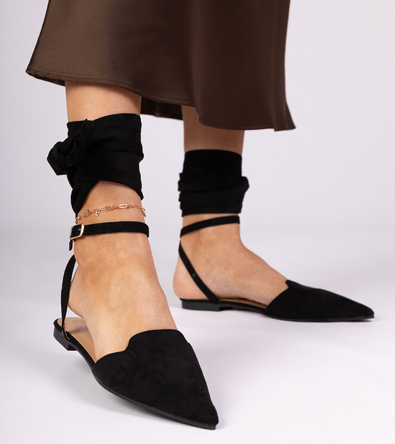 marka niezdefiniowana Black flat pumps Mella