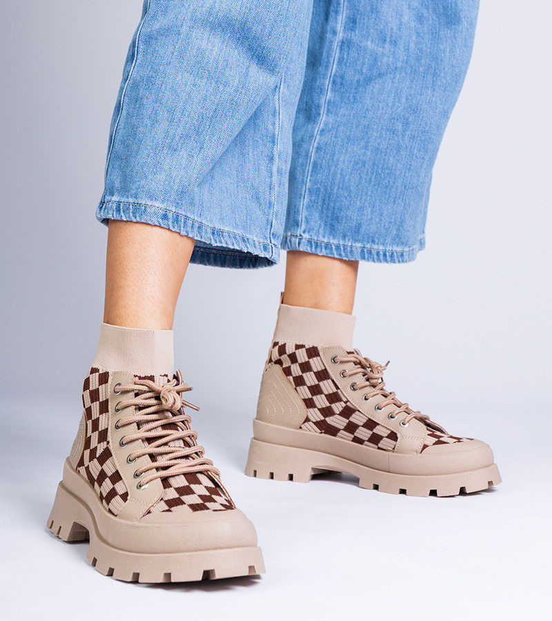 marka niezdefiniowana Brown platform sneaker boots Sarida