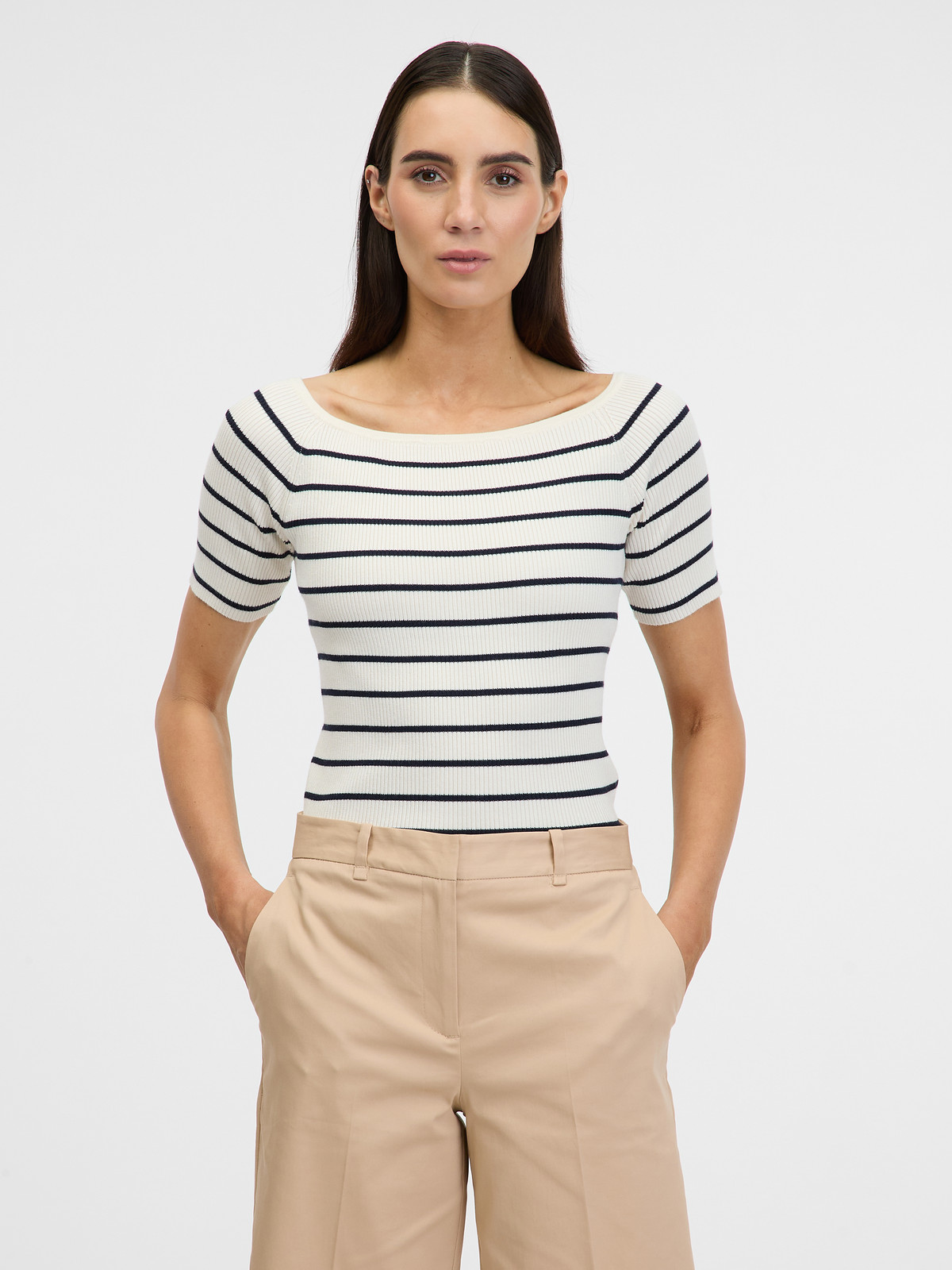 Krémové dámské tričko s tříčtvrtečním rukávem ORSAY - Dámské