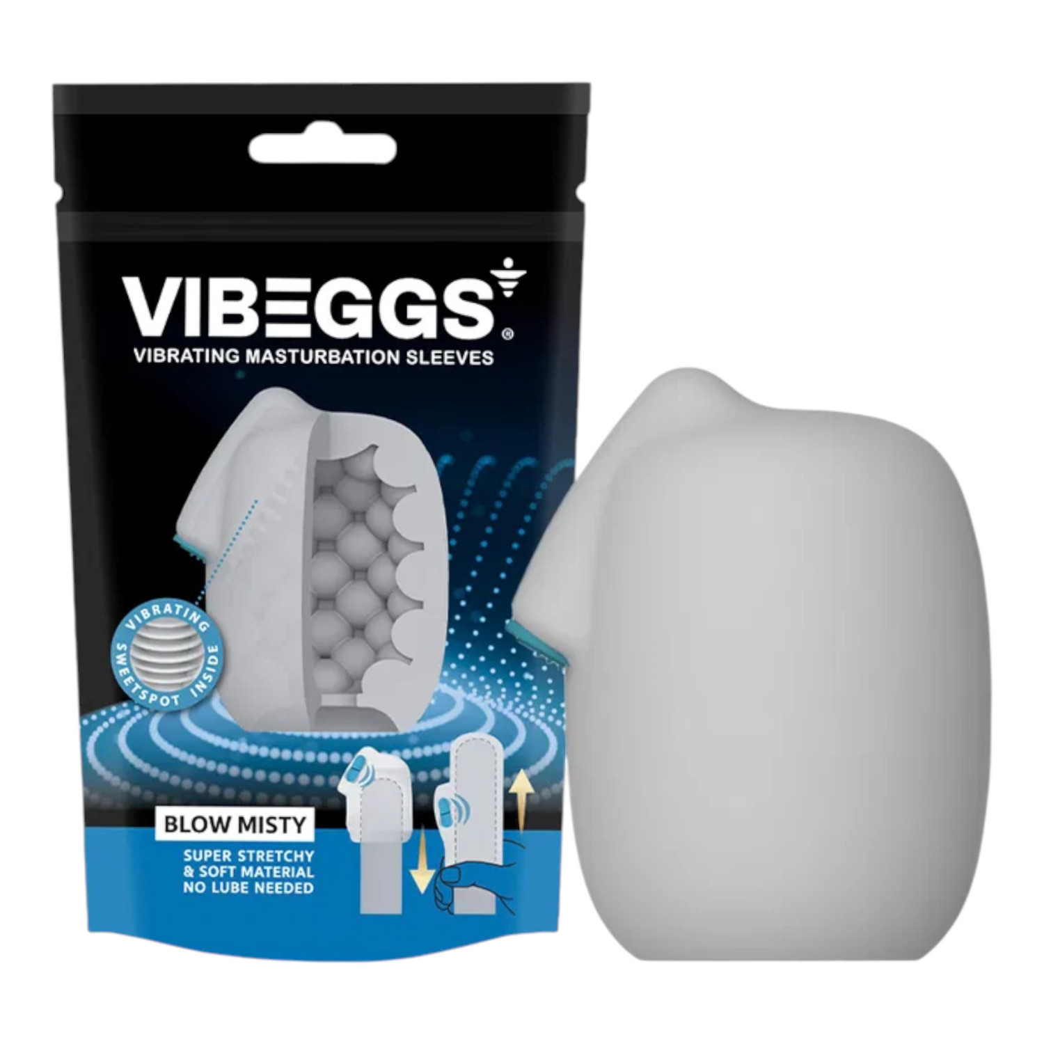 VIBEGGS Blow Misty - vibrační vajíčko masturbátor (bílé)