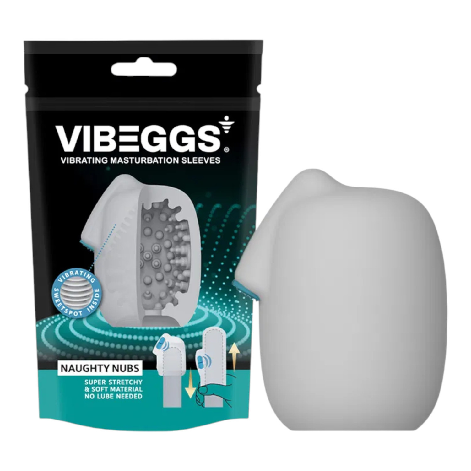VIBEGGS Naughty Nubs - vibrační vajíčko masturbátor (bílá)