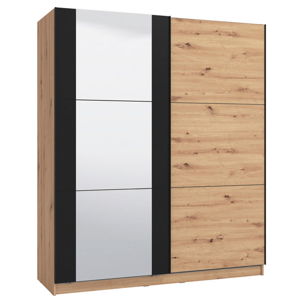 Xora SKŘÍŇ S POSOUVACÍMI DVEŘMI, černá, dub artisan, 179/210/62,5 cm