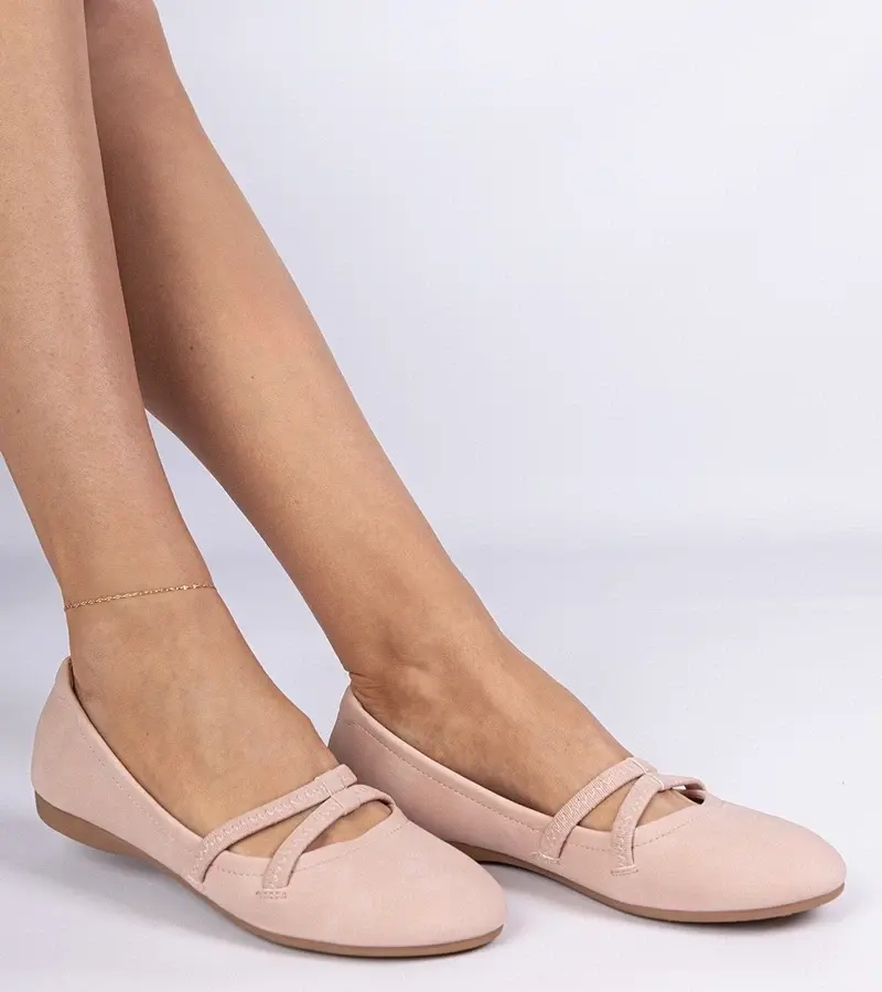 marka niezdefiniowana Pink women's ballerinas made of matte eco-leather Baronna
