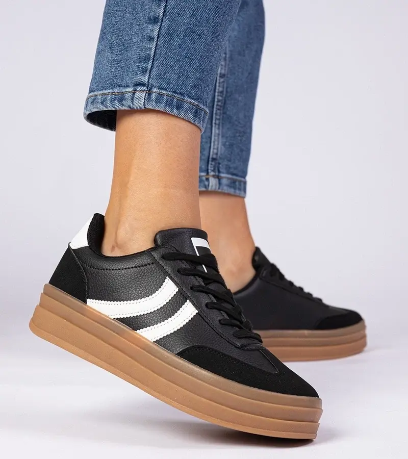 marka niezdefiniowana Black women's platform sneakers Melly