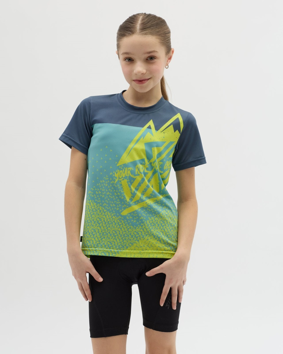 Dětský enduro dres silvini denni neonově žlutá/modrá 122-128