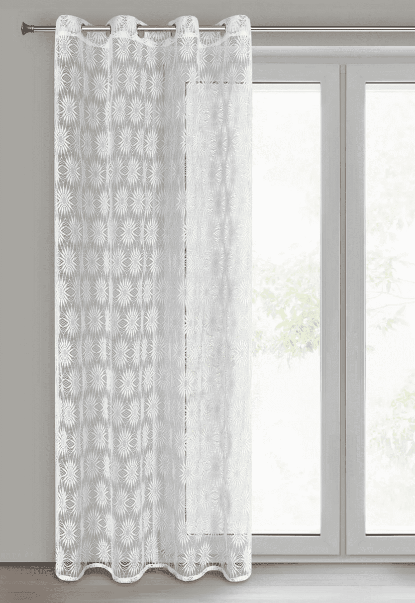 Dekorační vzorovaná záclona s kroužky MELISSA bílá 140x250 cm (cena za 1 kus) MyBestHome