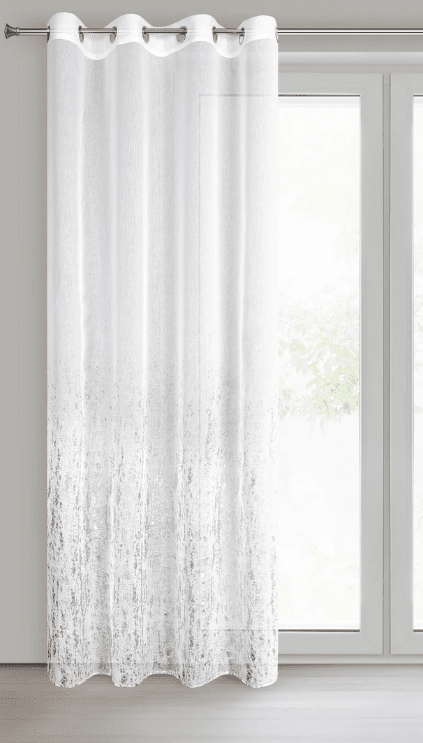 Dekorační vzorovaná záclona s kroužky OTYLIA bílá/stříbrná 140x250 cm (cena za 1 kus) MyBestHome