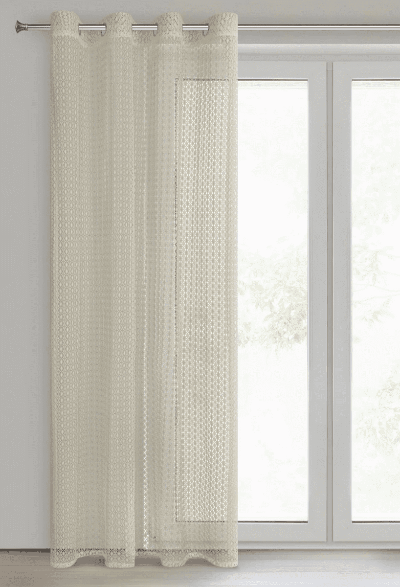 Dekorační vzorovaná záclona s kroužky WANDA béžová 140x250 cm (cena za 1 kus) MyBestHome