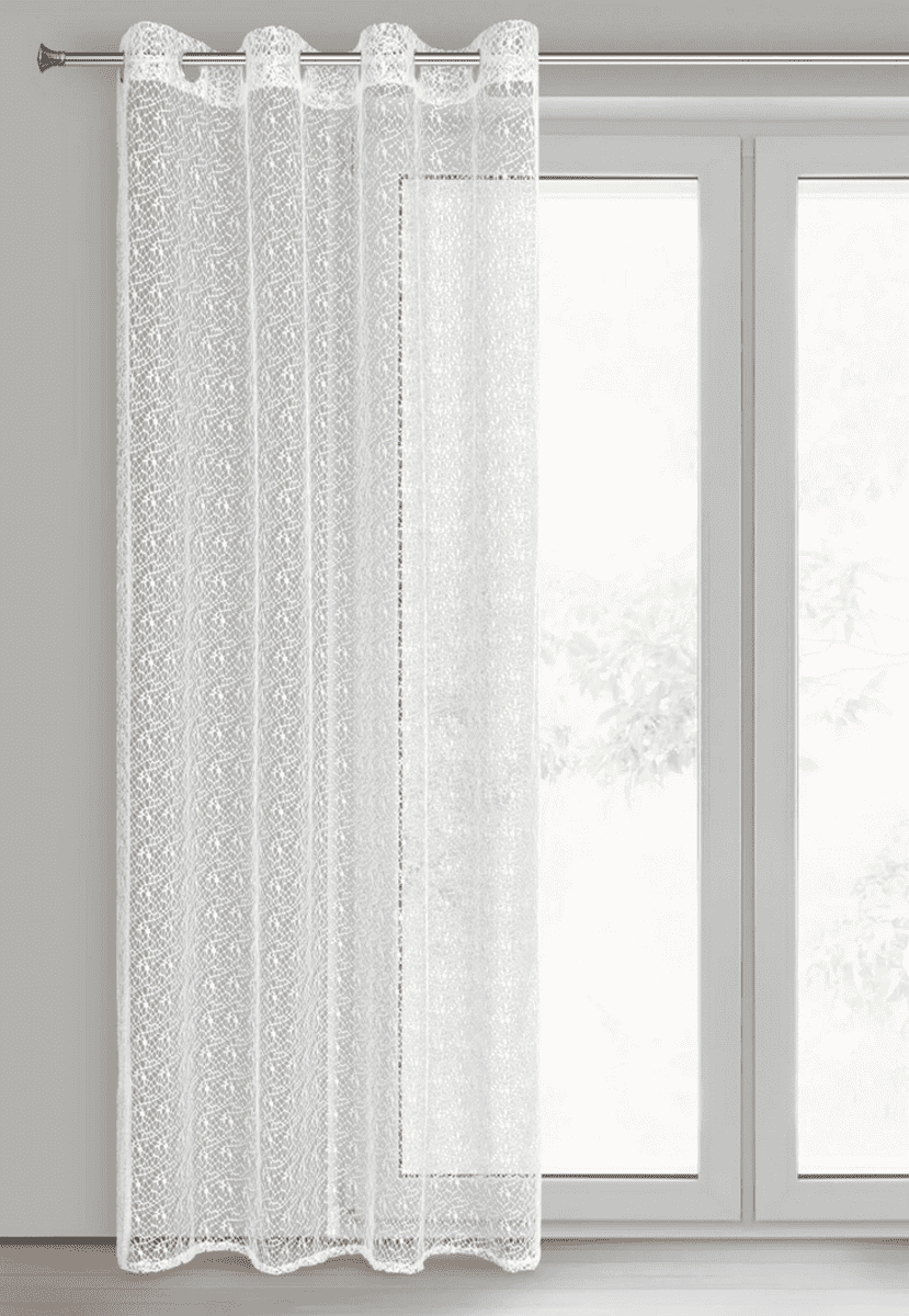 Dekorační vzorovaná záclona s kroužky KAISA bílá 140x250 cm (cena za 1 kus) MyBestHome