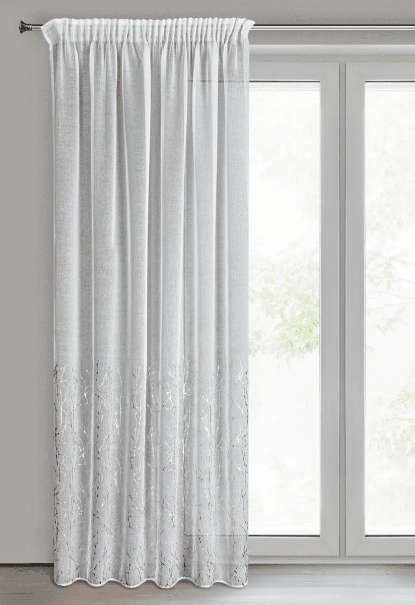 Dekorační vzorovaná záclona s řasící páskou PARIS bílá/stříbrná 140x270 cm (cena za 1 kus) MyBestHome