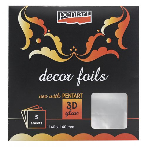 Dekorační fólie metalická PENTART 14 x 14 cm STŘÍBRNÁ