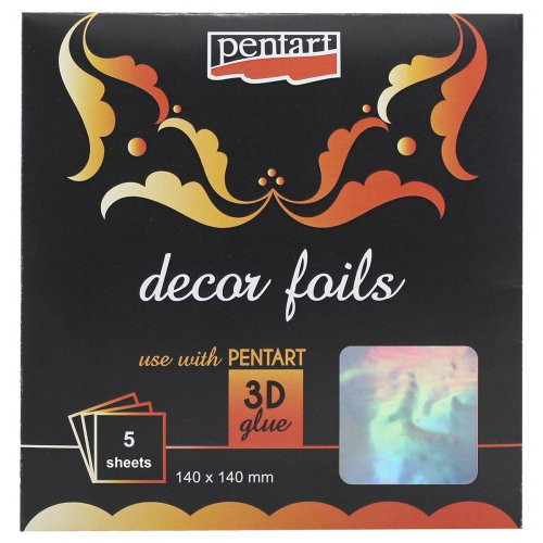 Dekorační fólie holografická PENTART 14 x 14 cm STŘÍBRNÁ