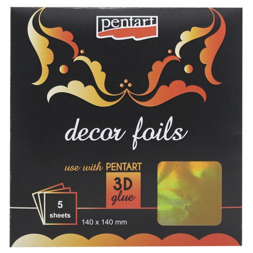 Dekorační fólie holografická PENTART 14 x 14 cm ZLATÁ