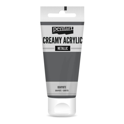 Krémová akrylová barva metalická PENTART 60 ml GRAFITOVÁ