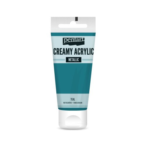 Krémová akrylová barva metalická PENTART 60 ml MODROZELENÁ