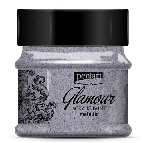 Akrylová barva metalická zářivá PENTART 50 ml TMAVÁ STŘÍBRNÁ
