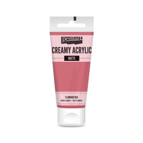 Krémová akrylová barva matná PENTART 60 ml FLAMINGO ČERVENÁ