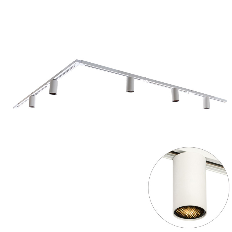 Moderní kolejnicový systém s 5 bodovými světly bílý 1-fázový GU10 35mm - Iconic Ruby