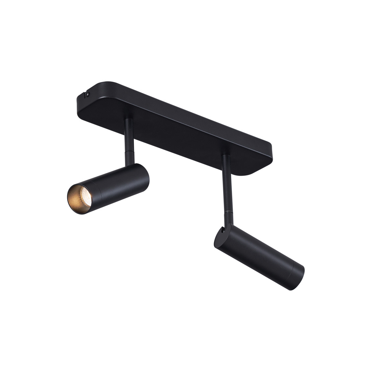 Zaoblené stropní bodové svítidlo černé GU10 35 mm 2-světla otočné a sklopné - Kate