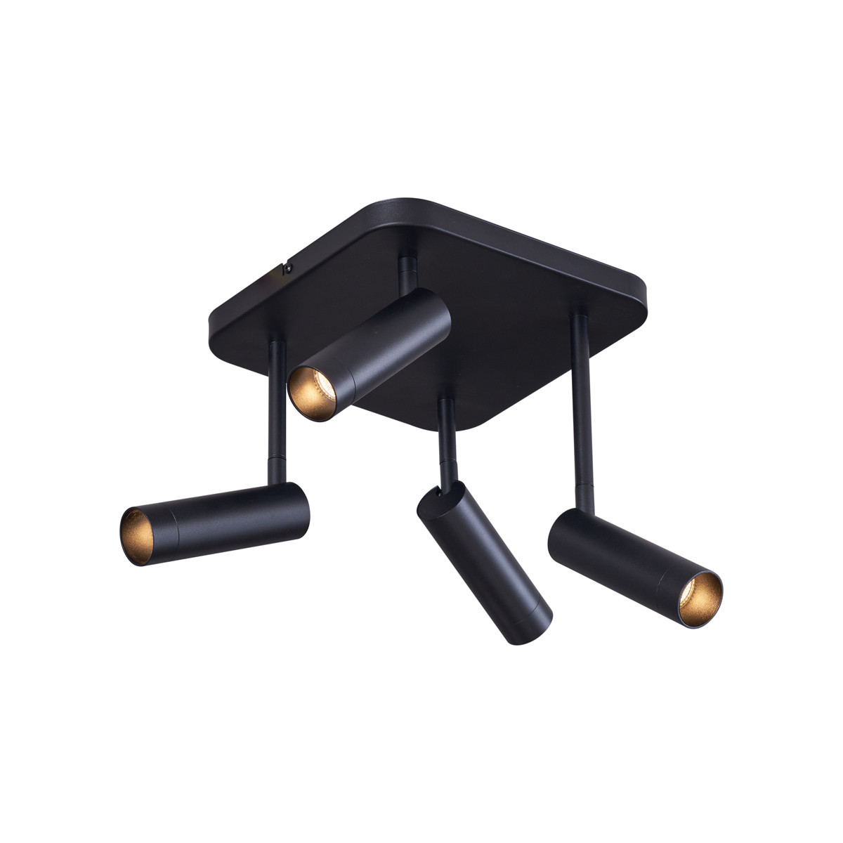 Zaoblené stropní bodové svítidlo černé GU10 35 mm 4-světla otočné a naklápěcí - Kate