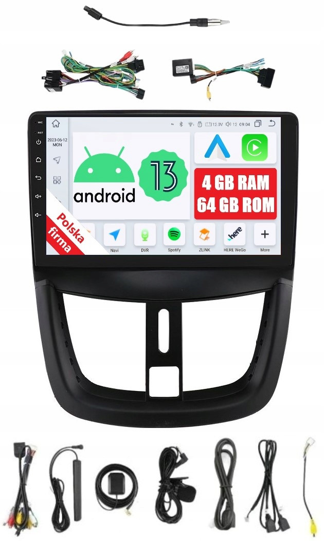 Navigace Rádio 2DIN Android Peugeot 207 3/32 Gb Dsp Carplay Lte