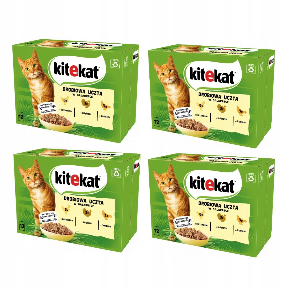 Kitekat kapsičky 48 x 85 g - Drůbeží mix v želé