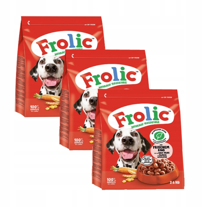 Frolic Hovězí, mrkev + obiloviny - 7,8 kg (3 x 2,6 kg)