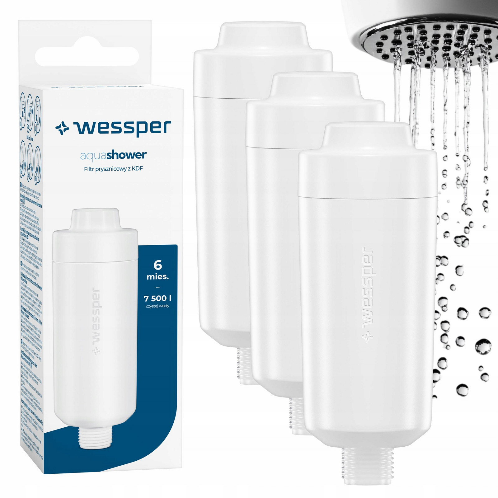 3x Filtr Sprchové Vody Do Sprchy Wessper Aqua Kdf Bpa free