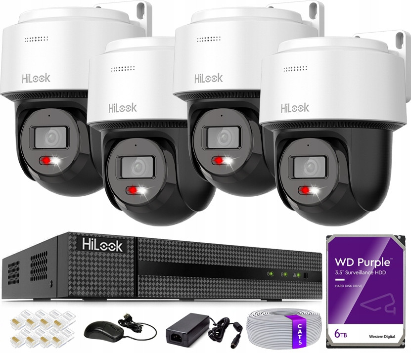 Sada Monitorování Ip 4MPX 4x PTZ-N2C400M-DE Hilook By Hikvision Hdd 6TB