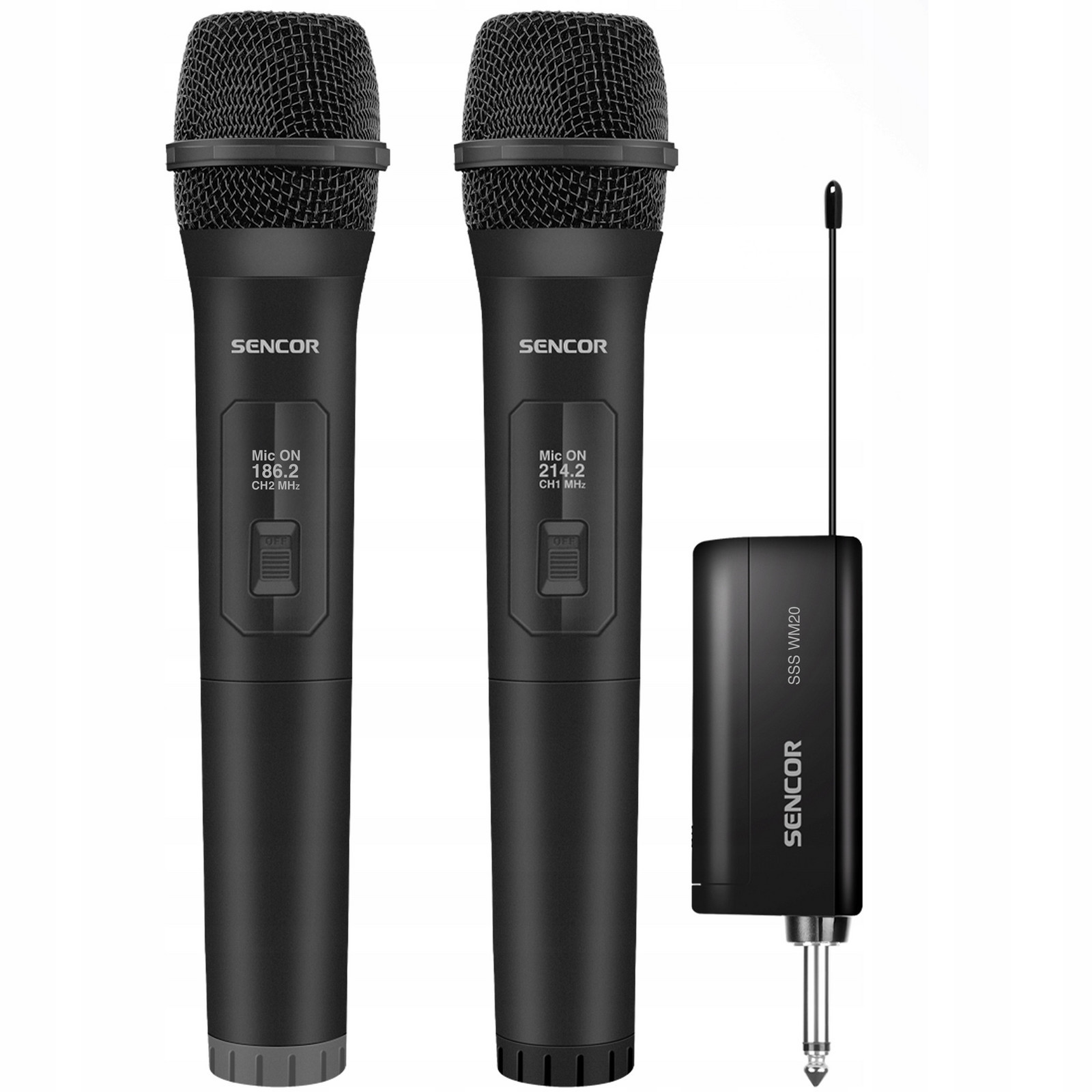 2 x sada bezdrátových mikrofonů s přijímačem pro karaoke reproduktor