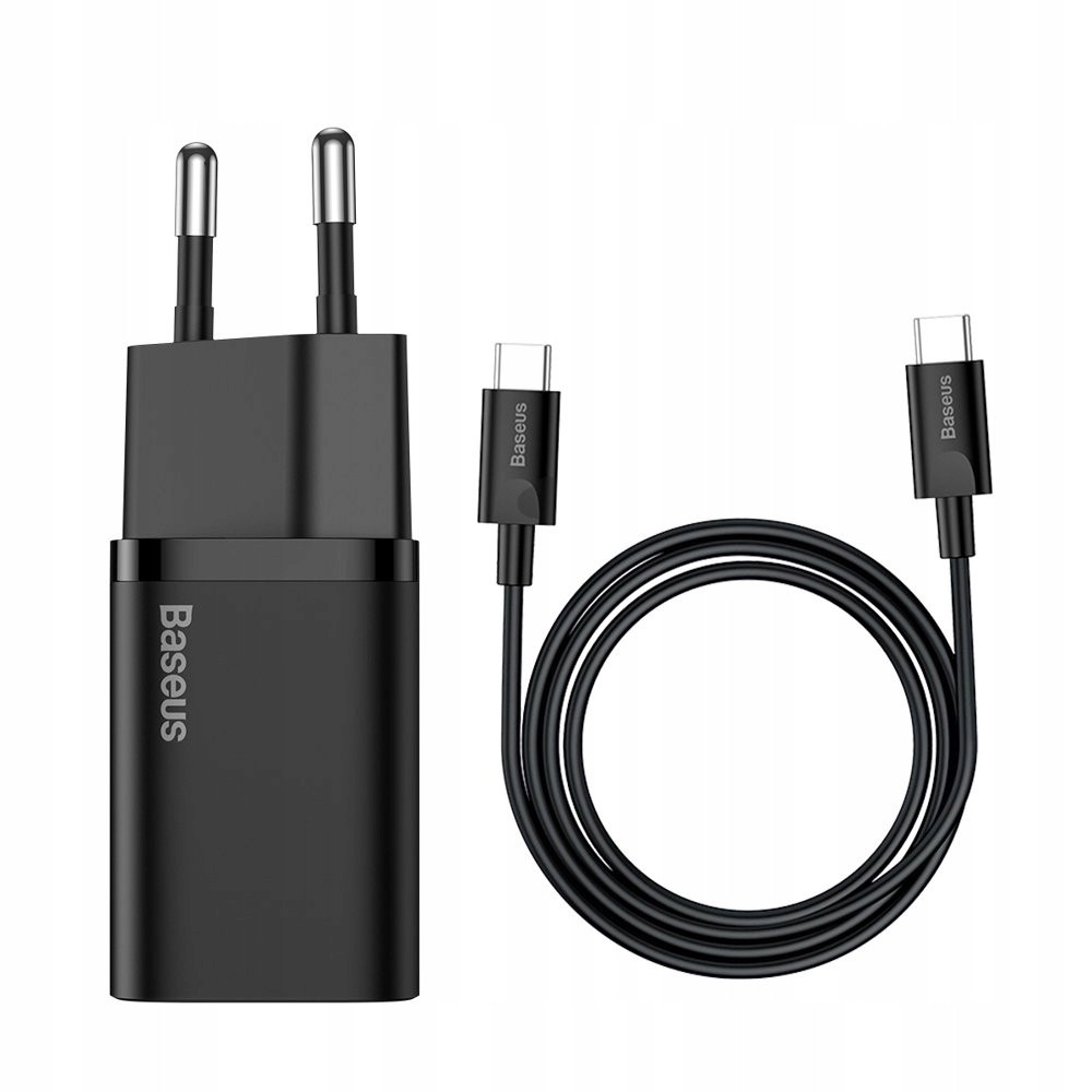2 x síťová nabíječka Baseus Si Usb-c/usb-c 25W 1xUSB Kabel 1M Bla