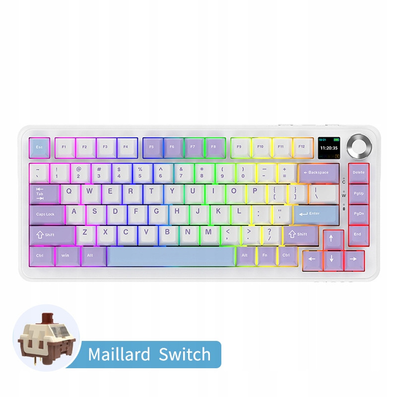 AK820MAX 75% těsnění Rgb Tir mechanická klávesnice HotSwap s obrazovkou