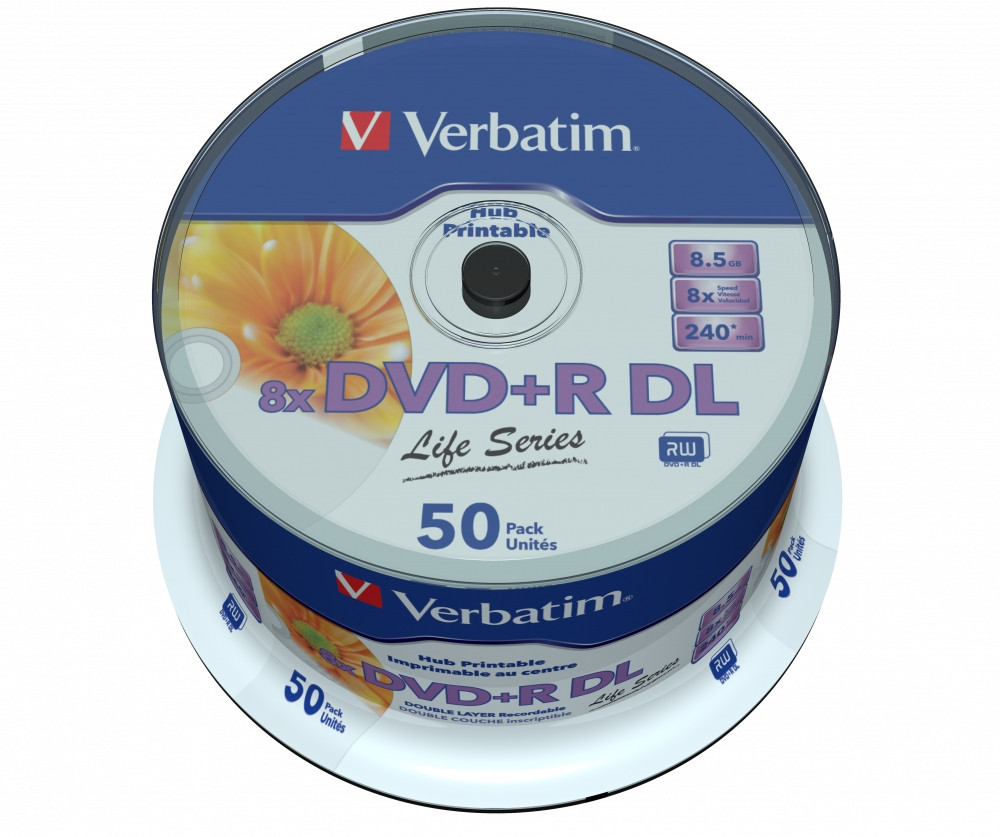 2 x Verbatim Dvd+r DL potisknutelný 8,5 Gb 8 x dort 50 Wa-Wa