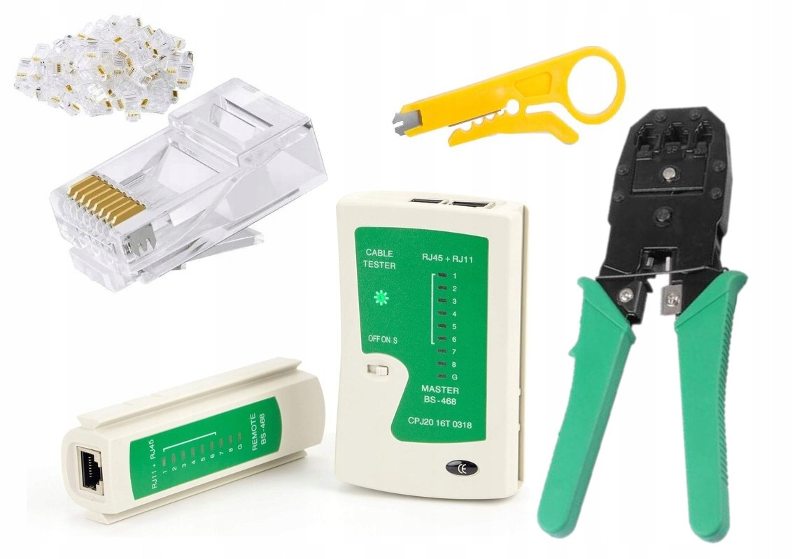 2 x Sada Síťových Nástrojů Lan s testerem RJ45 Kraft&Dele