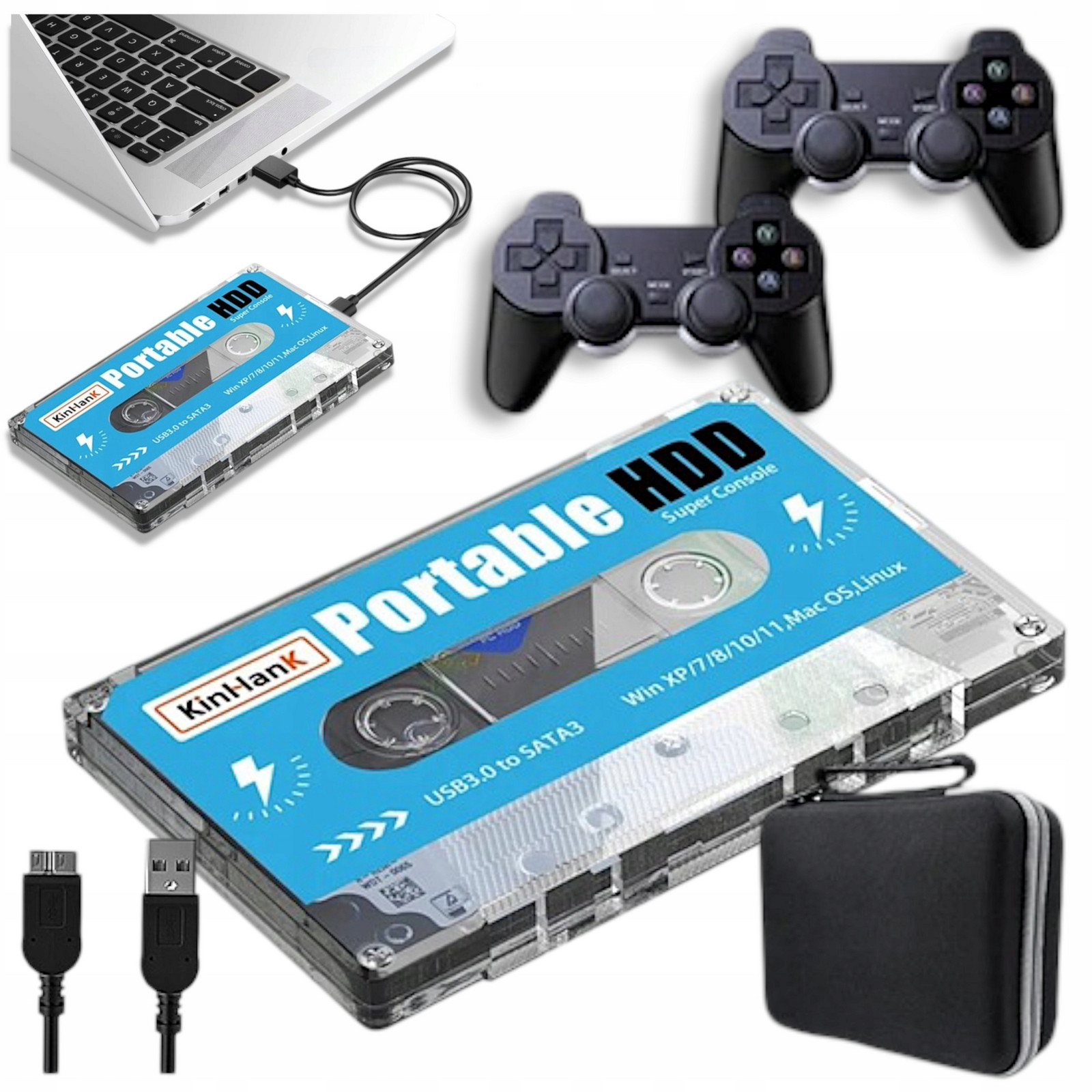 Retro Konzola pro hry 500G 111000 Her 2 bezdrátové Pady Pouzdro Jazyk Pl