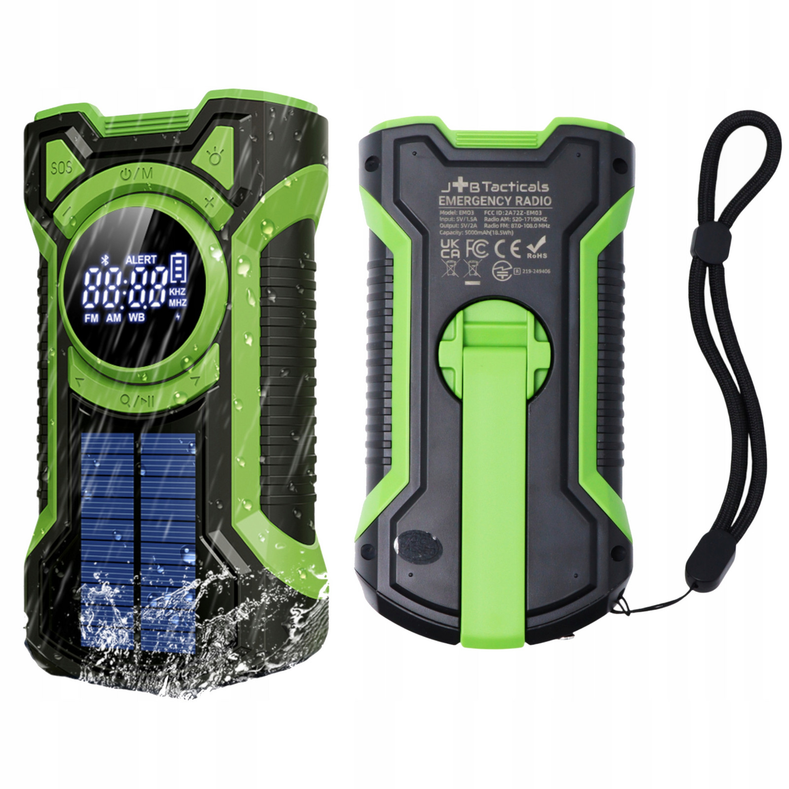 Přenosné Solární Rádio Korbka Alarm Dynamo Nouzová Svítilna 5000 mAh JB-07G