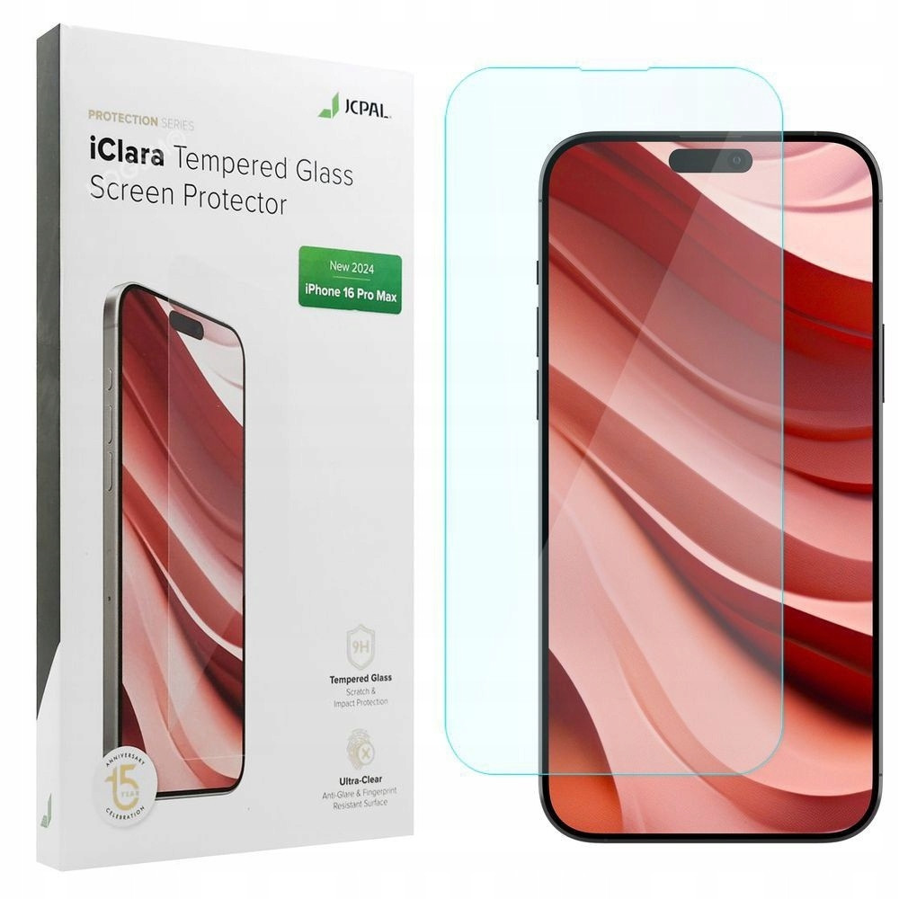 Tvrzené Sklo Jcpal iClara Rychlá ochrana displeje pro iPhone 16 Pro Max