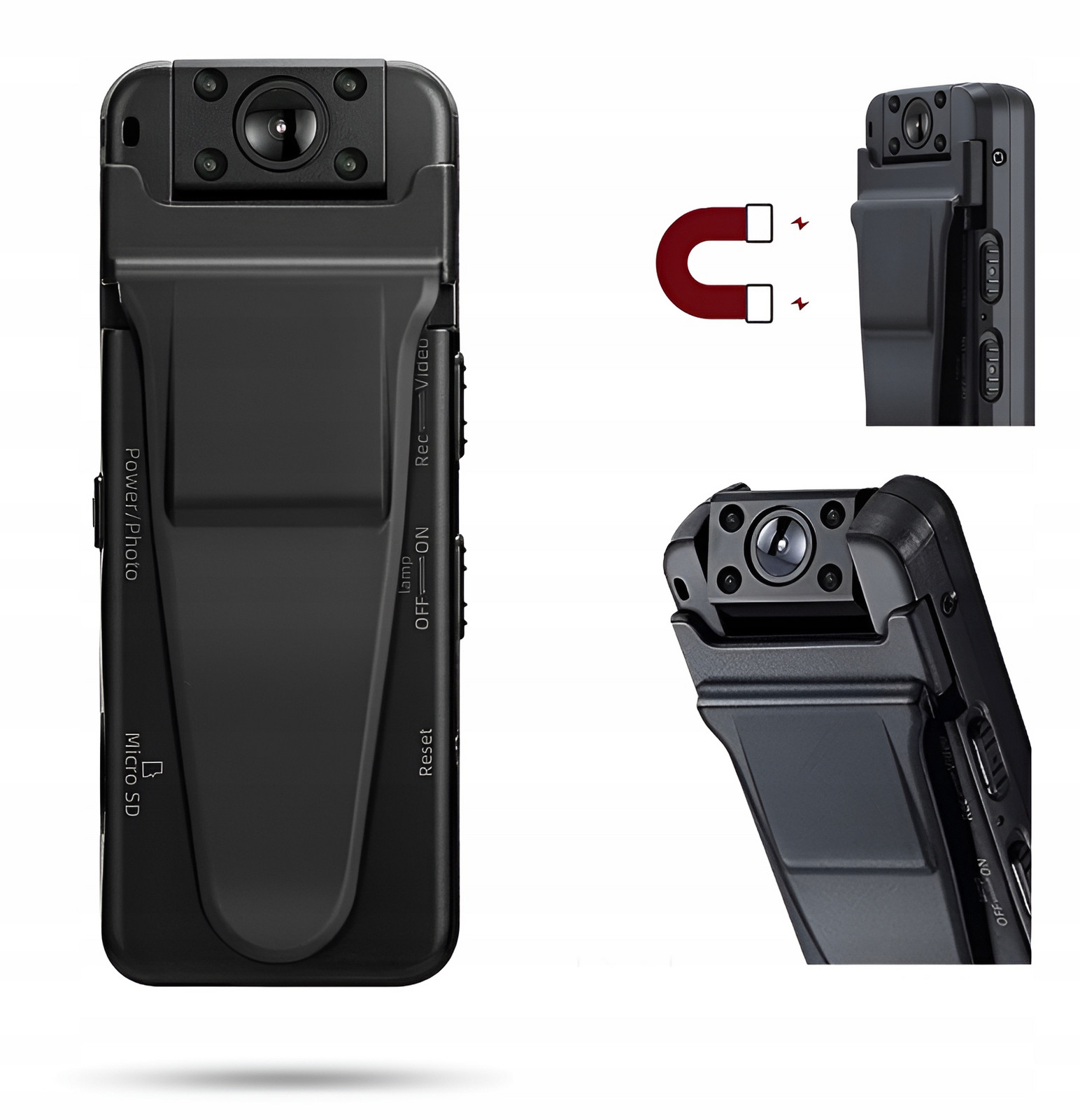 Mini Špionážní Kamera Noční Režim Detekce Pohybu Magnet 120 Stupňů Fullhd