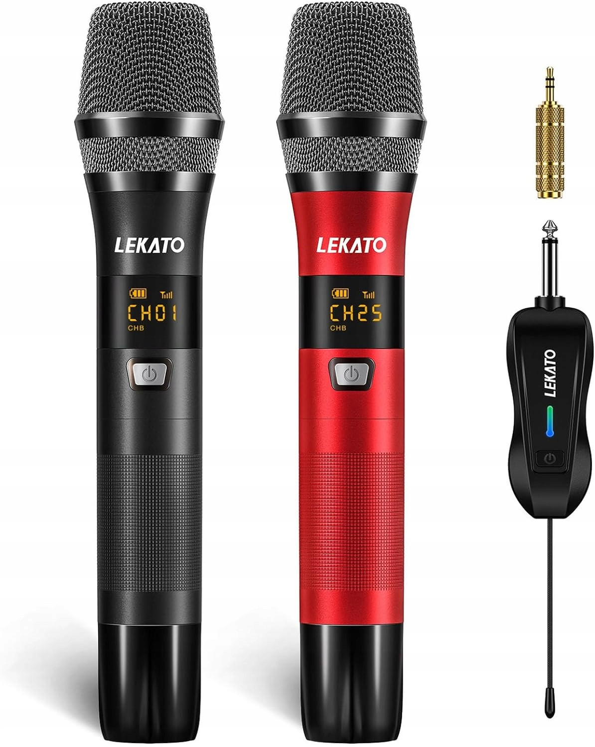 Sada 2 akumulátorových mikrofonů Uhf kardioidní Lekato 6,35 mm/3,5 mm