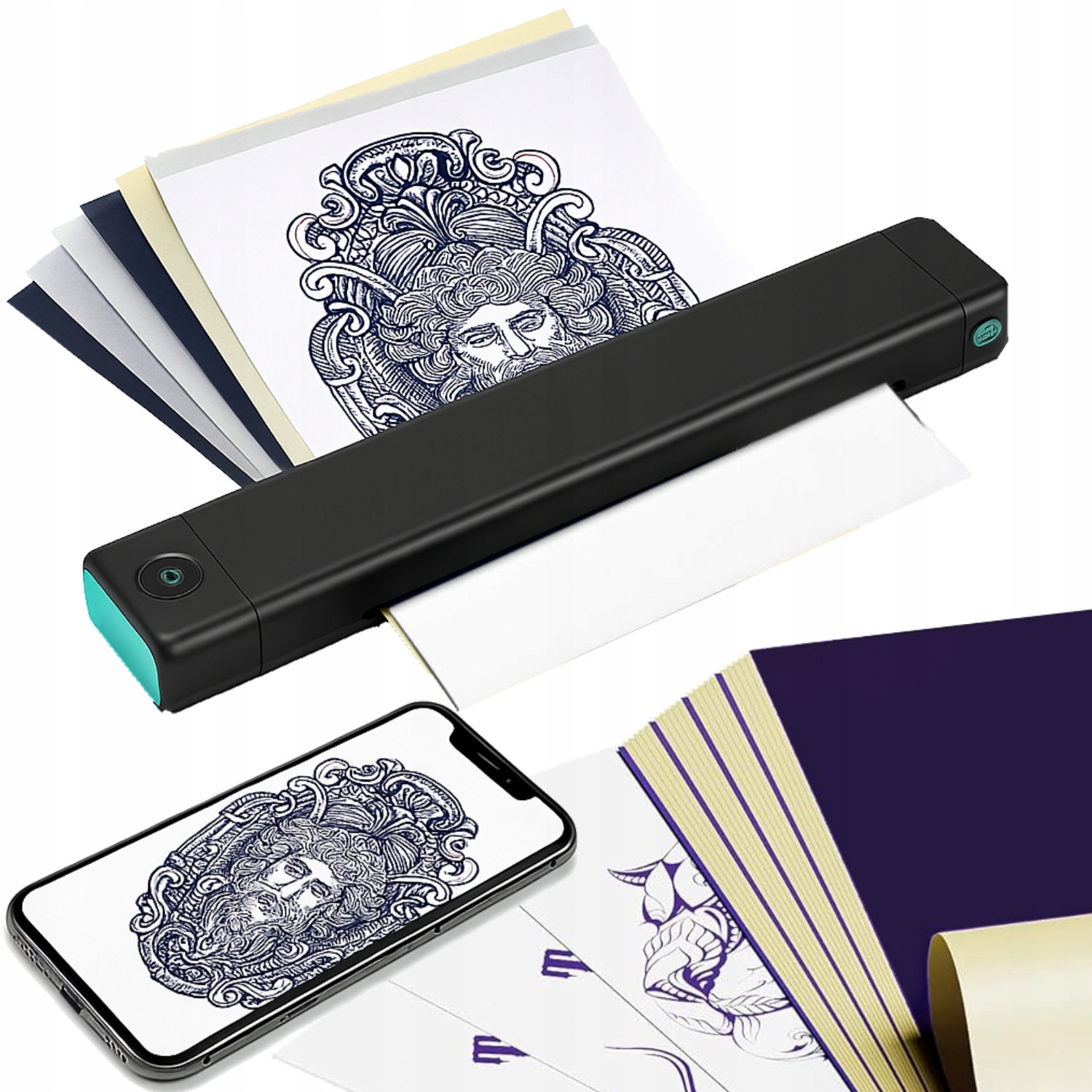 Přenosná termální tiskárna Phomemo M08F bluetooth Bt pro tetování 10 obtisků