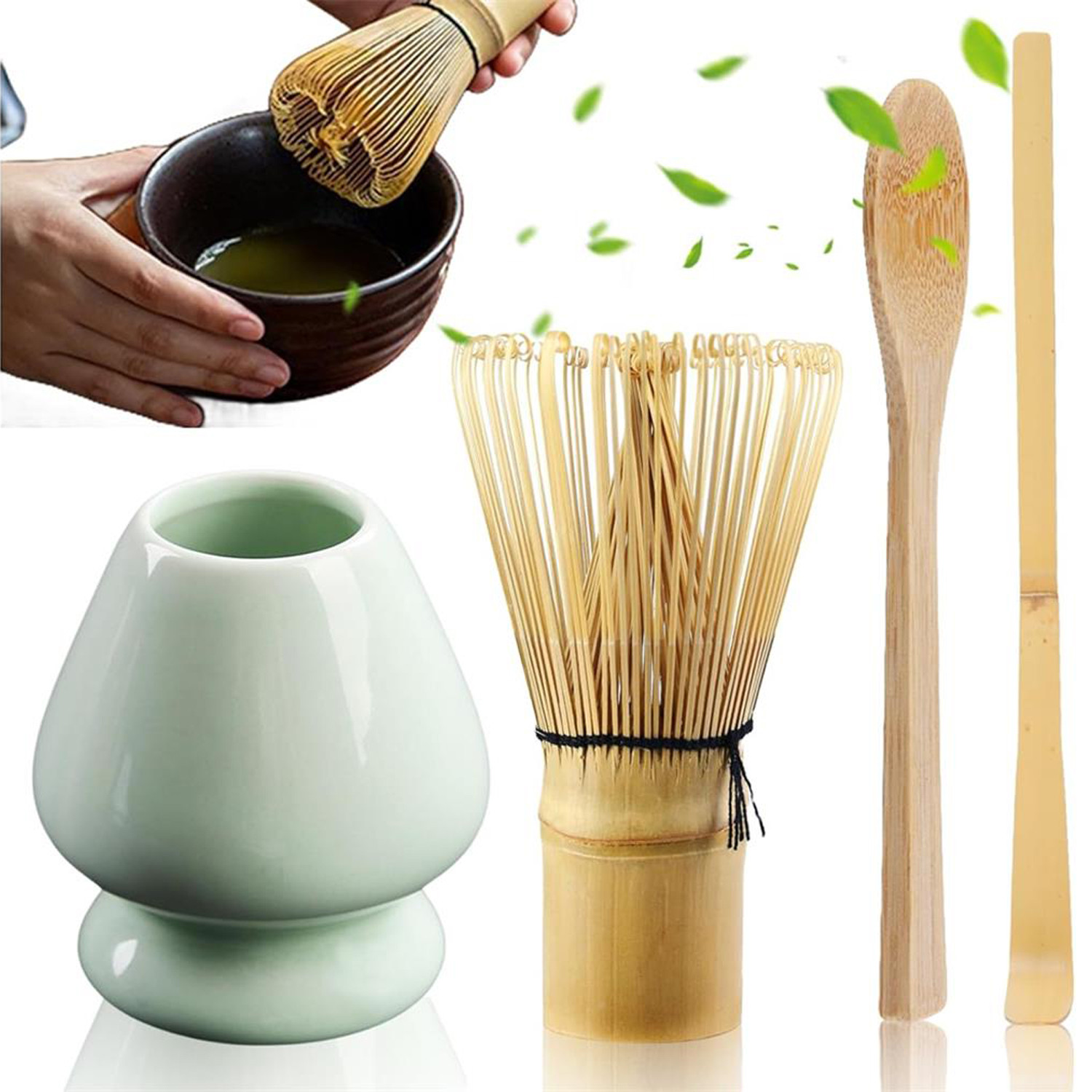 Štětec Na Čaj Set Podstavec Pod Chasen Pro Matchy Keramický 4KUSŮ