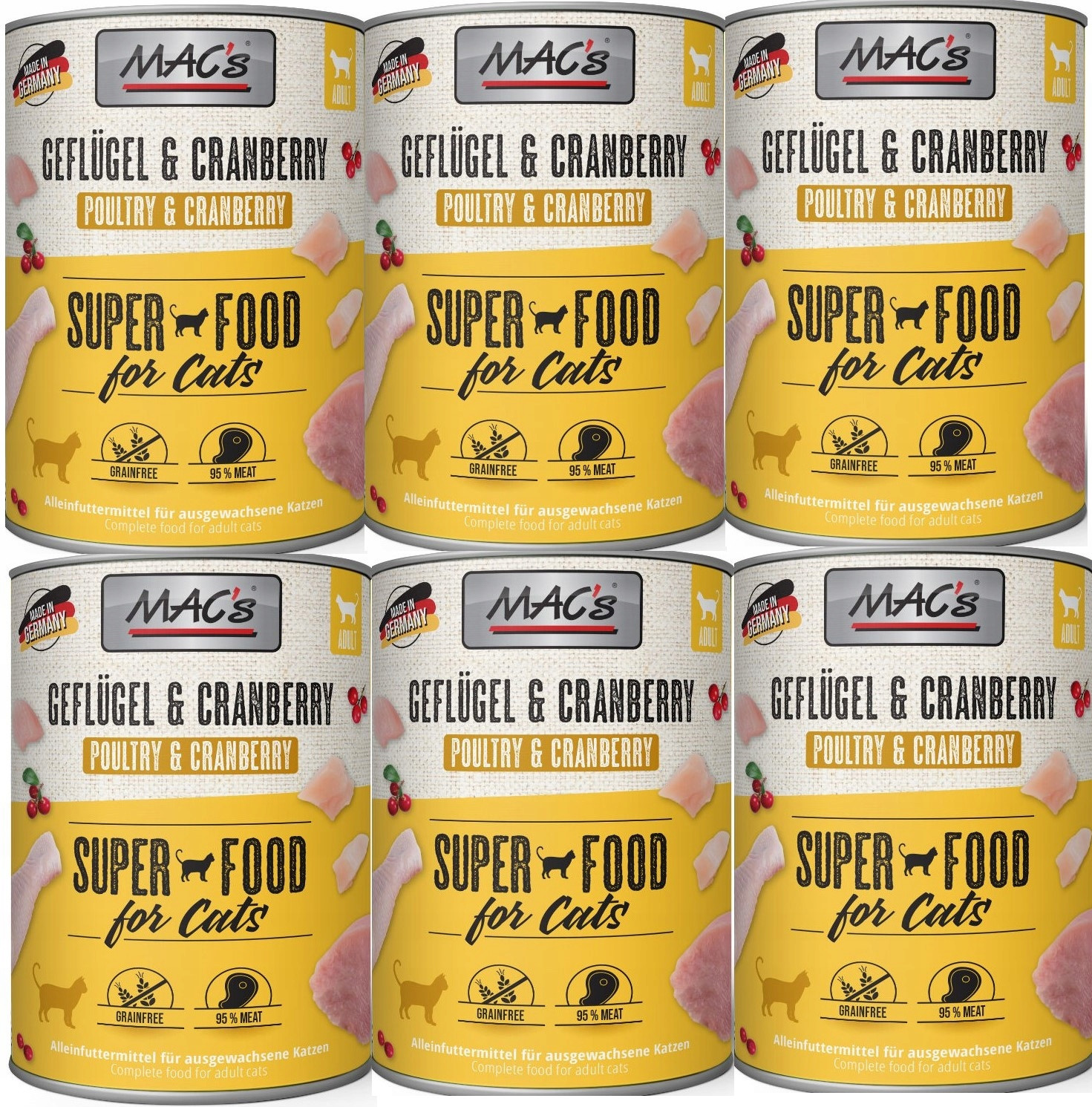 MAC's Cat Adult Drůbež a brusinky 6x800g