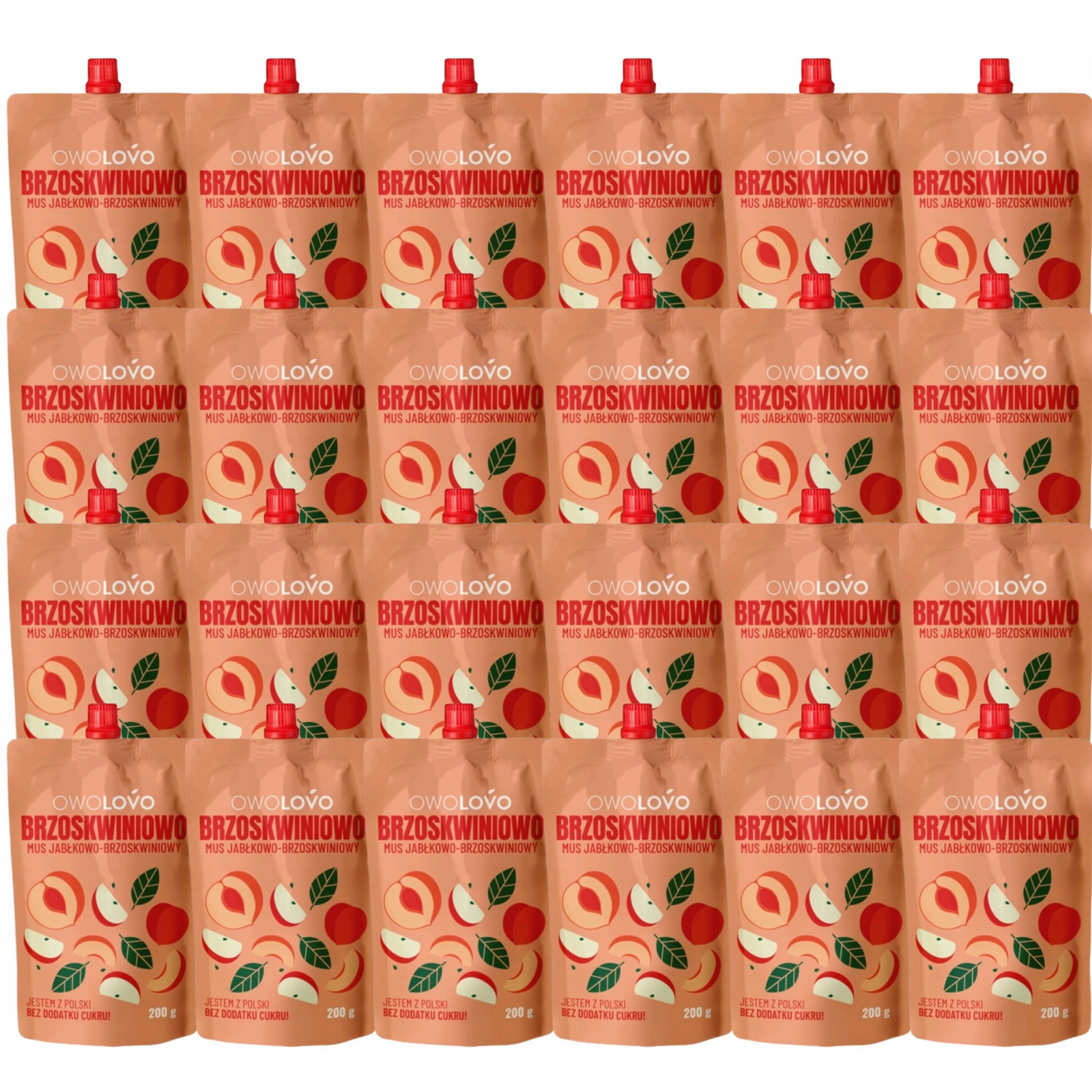 Jablkově broskvová pěna 200 g 24 ks Owolovo