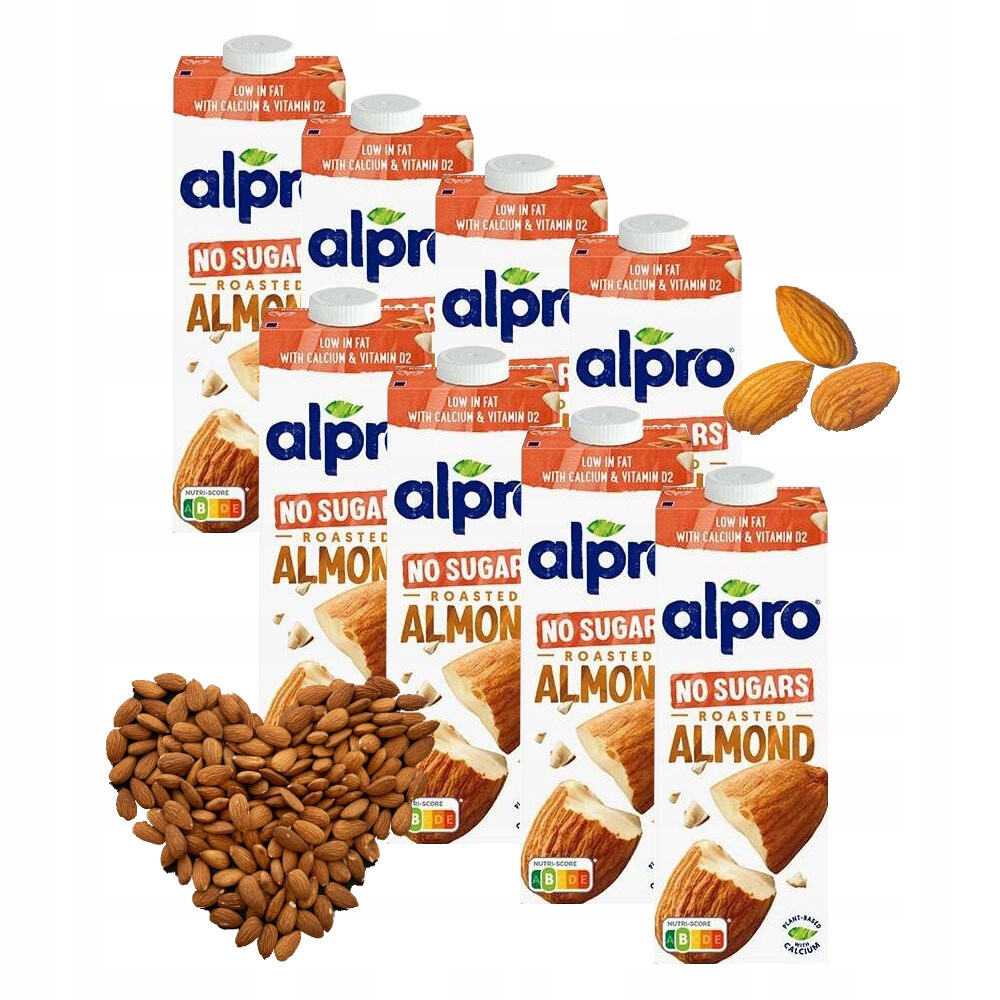 Rostlinný nápoj bez cukru Alpro z pražených mandlí, Neslazený 8x1l