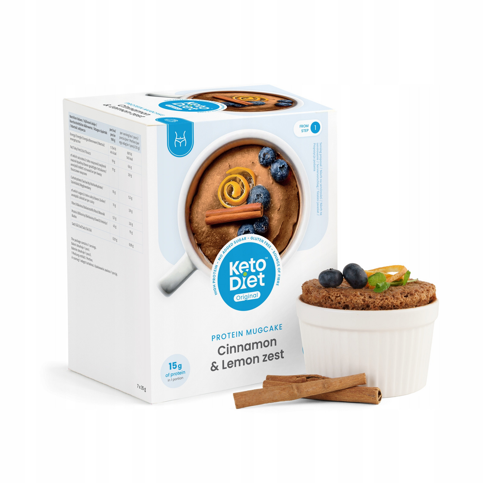 KetoDiet Proteinový mugcake skořice & citronová kůra (7 porcí)