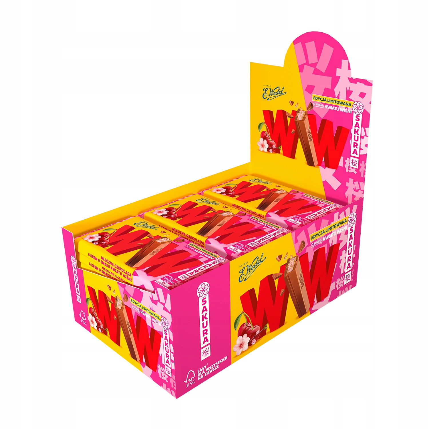 Ww wafle E.Wedel Sakura Višňový Květ v mléčném šeku tyčinka 47 g x 24 ks