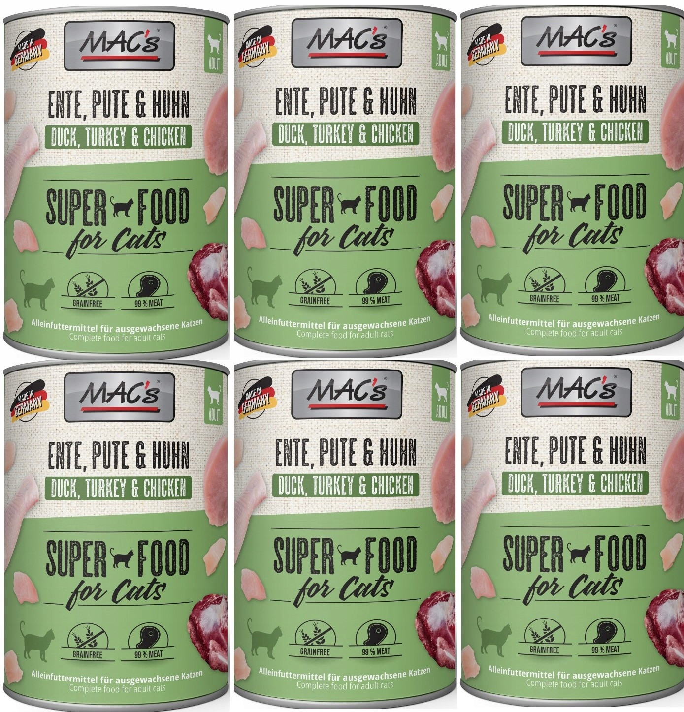 MAC's Cat Adult Kachna, krůta a kuře 6x800g