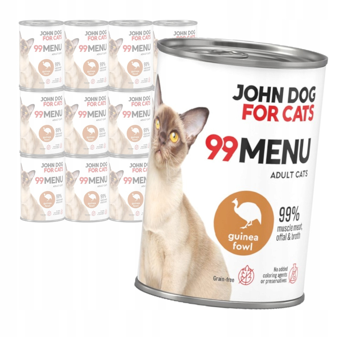 John Dog for Cats 99 Menu Mokré Krmivo Pro Kočky s perličkami 12 x 400 g